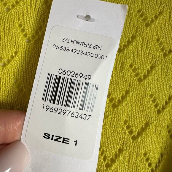 NWT Fashion To Figure Pointelle Knit Cardigan LIGHT GREEN SIZE 1 1x 14 16 - Picture 4 of 8